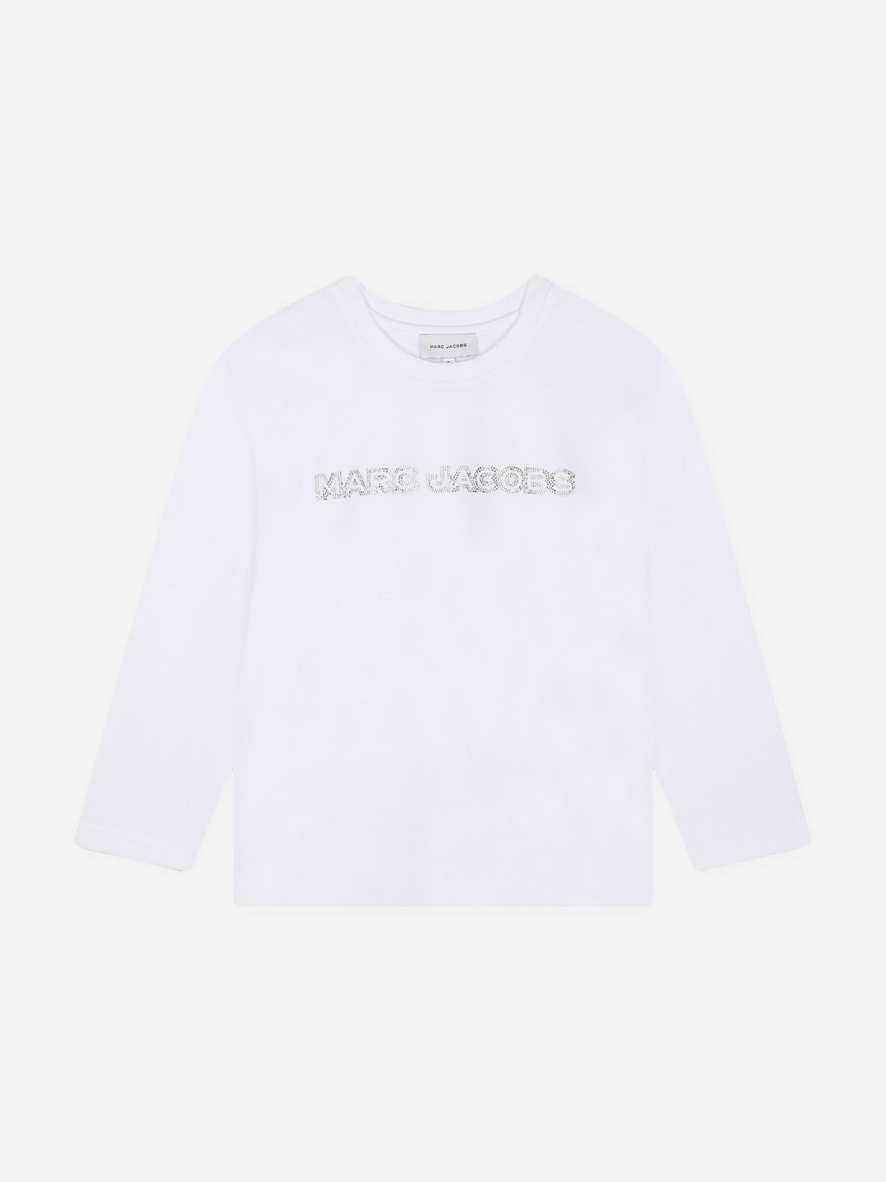トップス Marc Jacobs Graphic L/S Shirt MARC JACOBS Girls Long Sleeve Diamante Logo T-Shirt in White