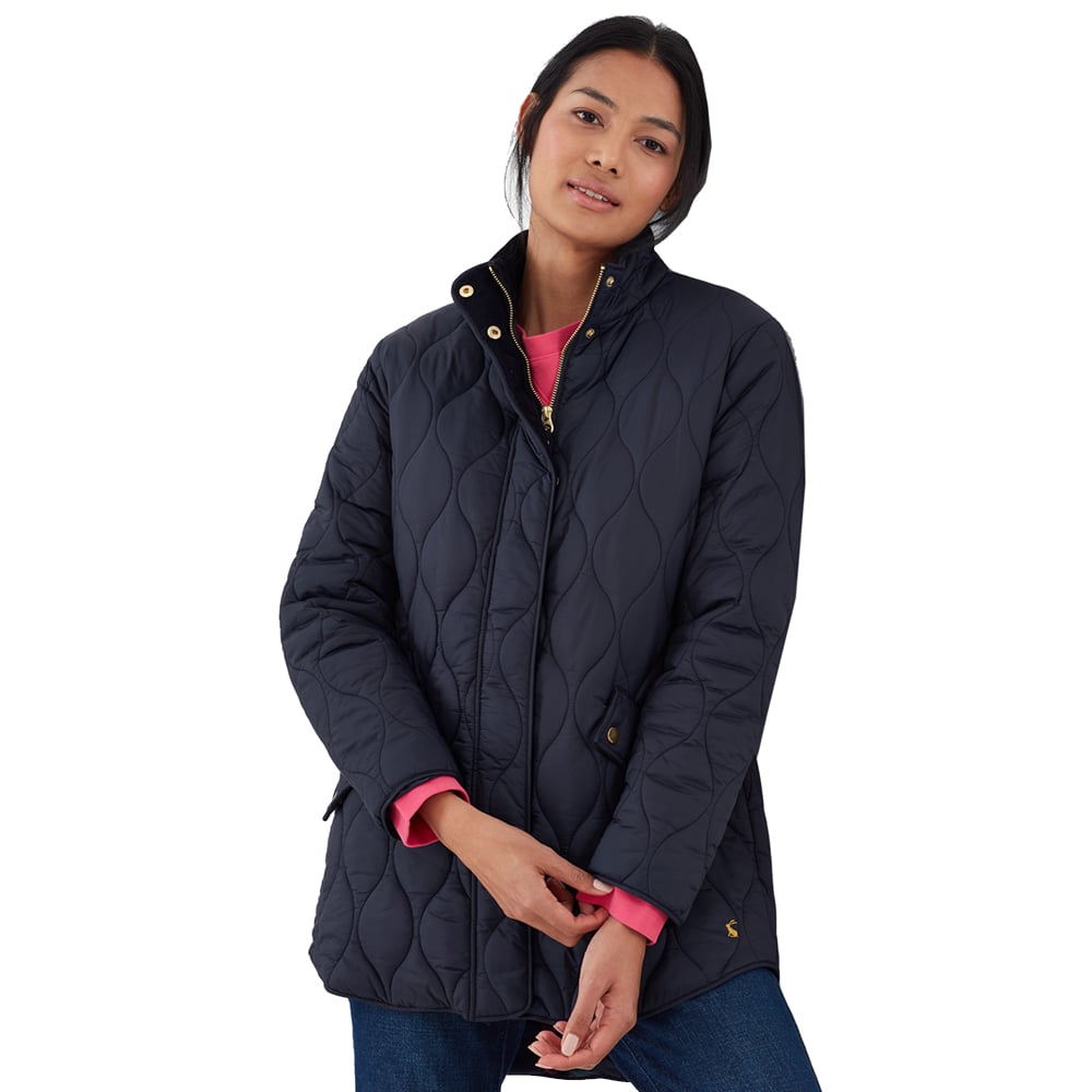 Joules Womens Rosedale Mid Length Warm Padded Quilted Coat