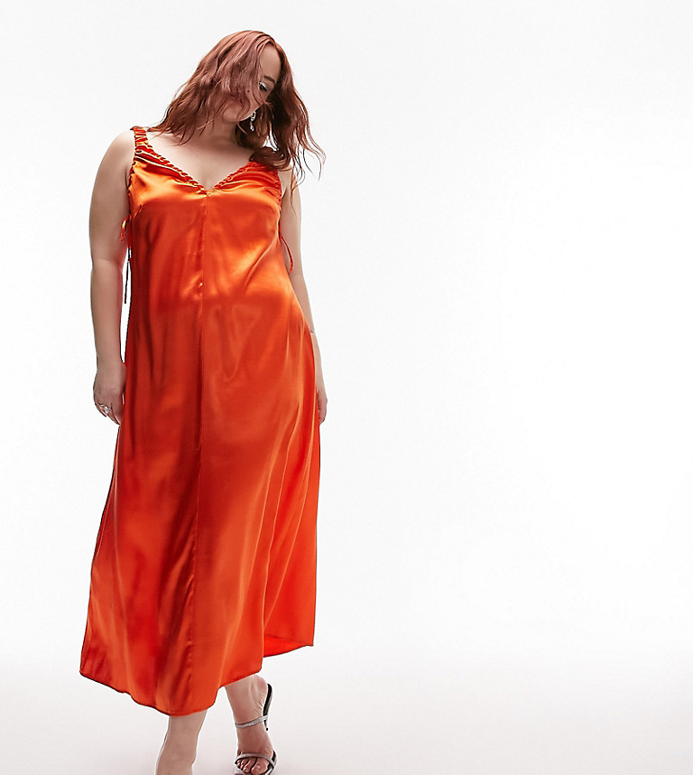 Topshop orange slip dress sales