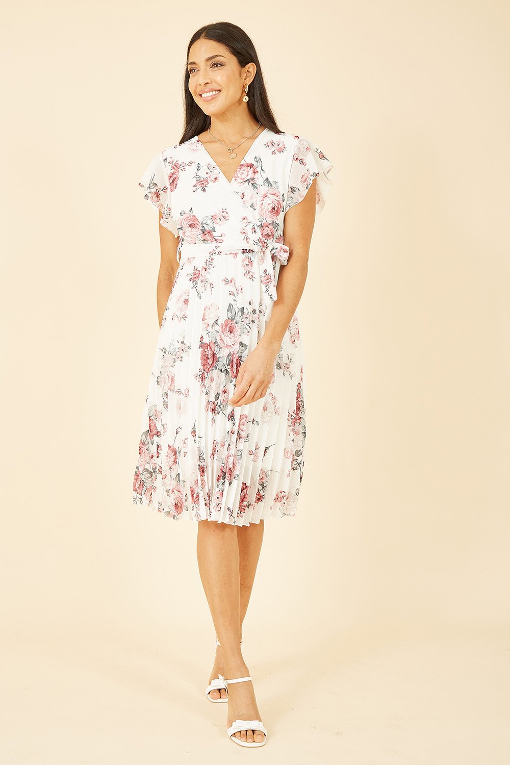 Dahrcy Sleeveless Midi Dress With Pleat Detail Ivory