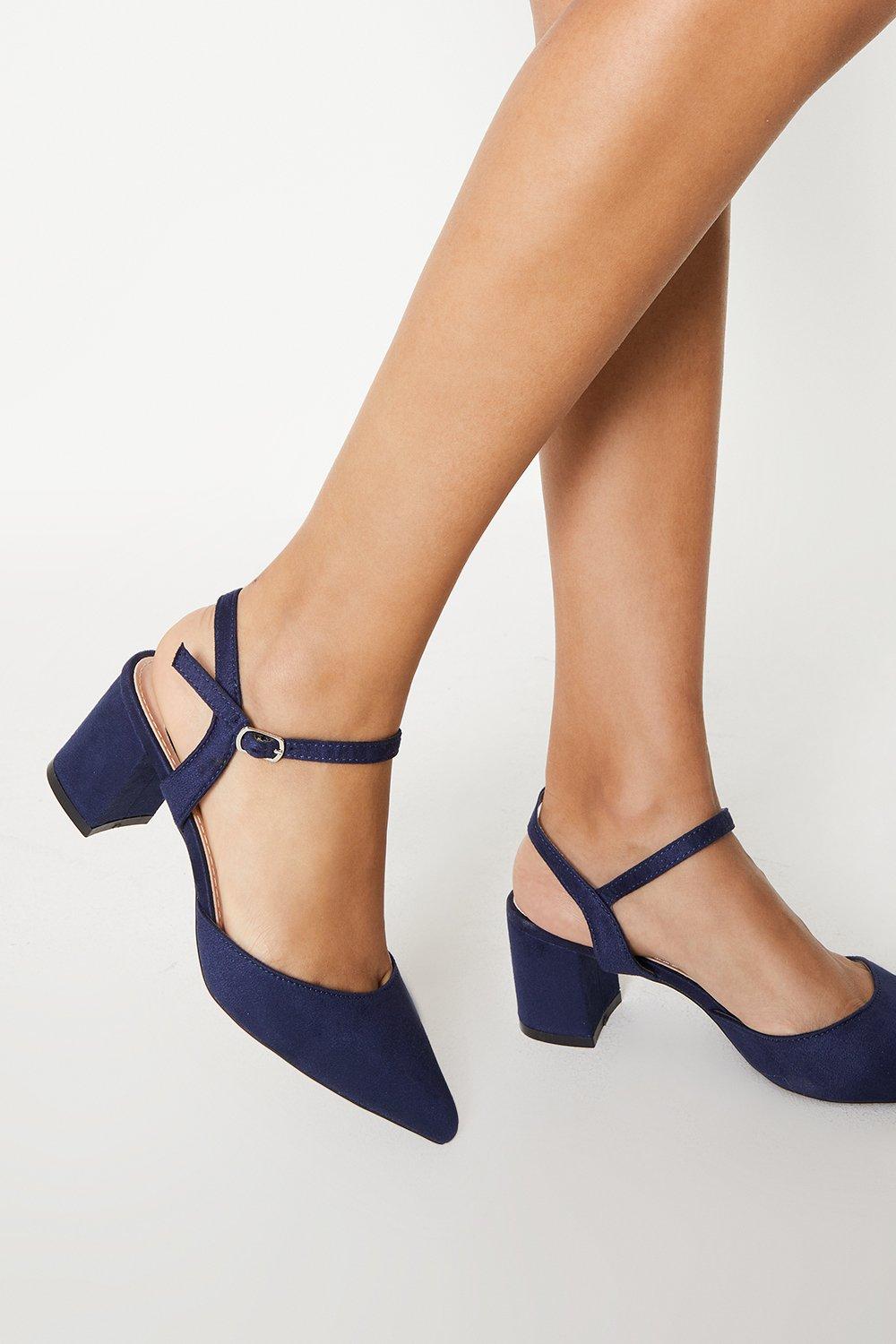 Court Shoes New Look Ladies Navy Shoes Delphie Open Back Pointed