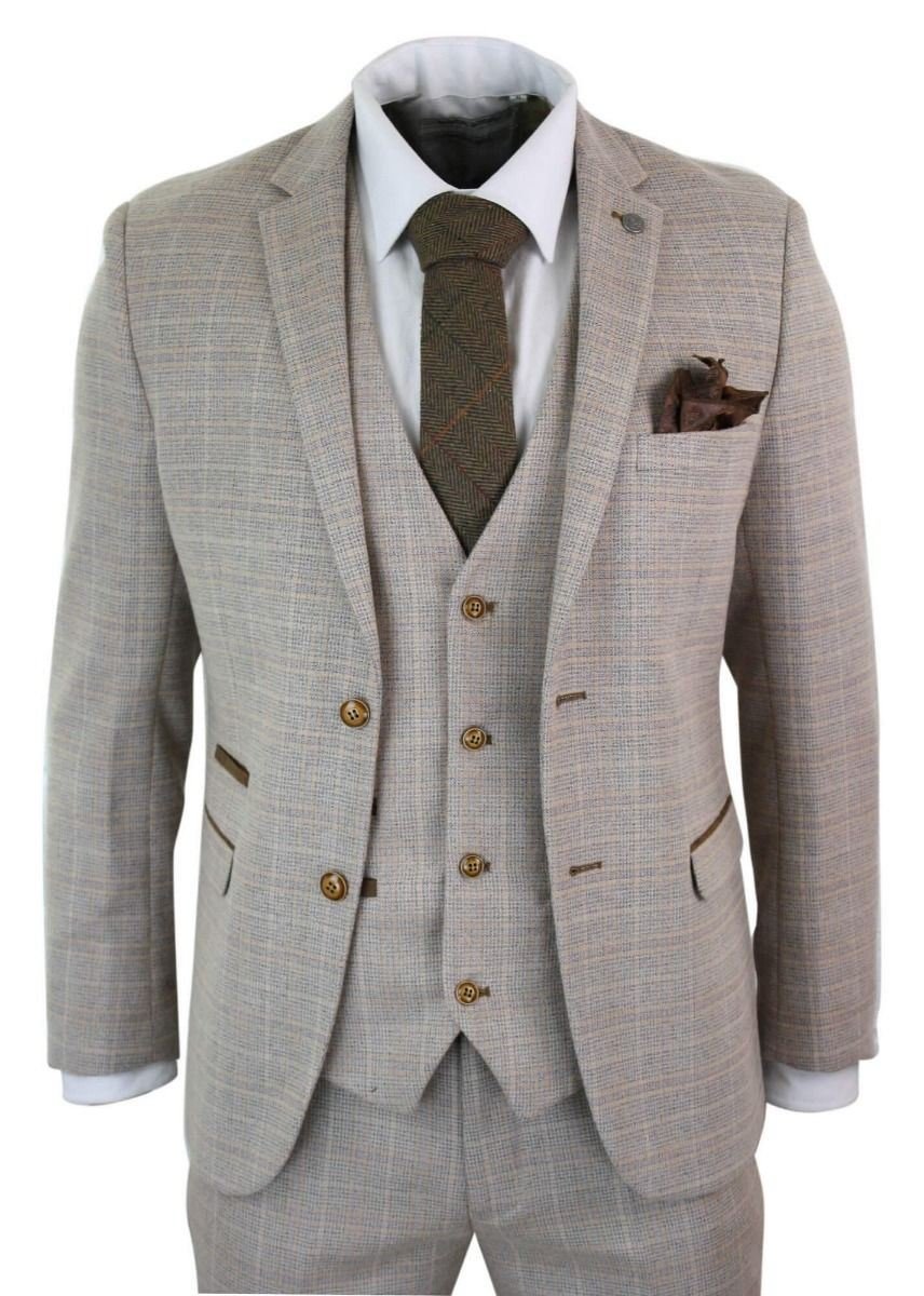 Men's 3 Piece Classic Suit– Wheat Sand Khaki Beige - Three Piece Suit