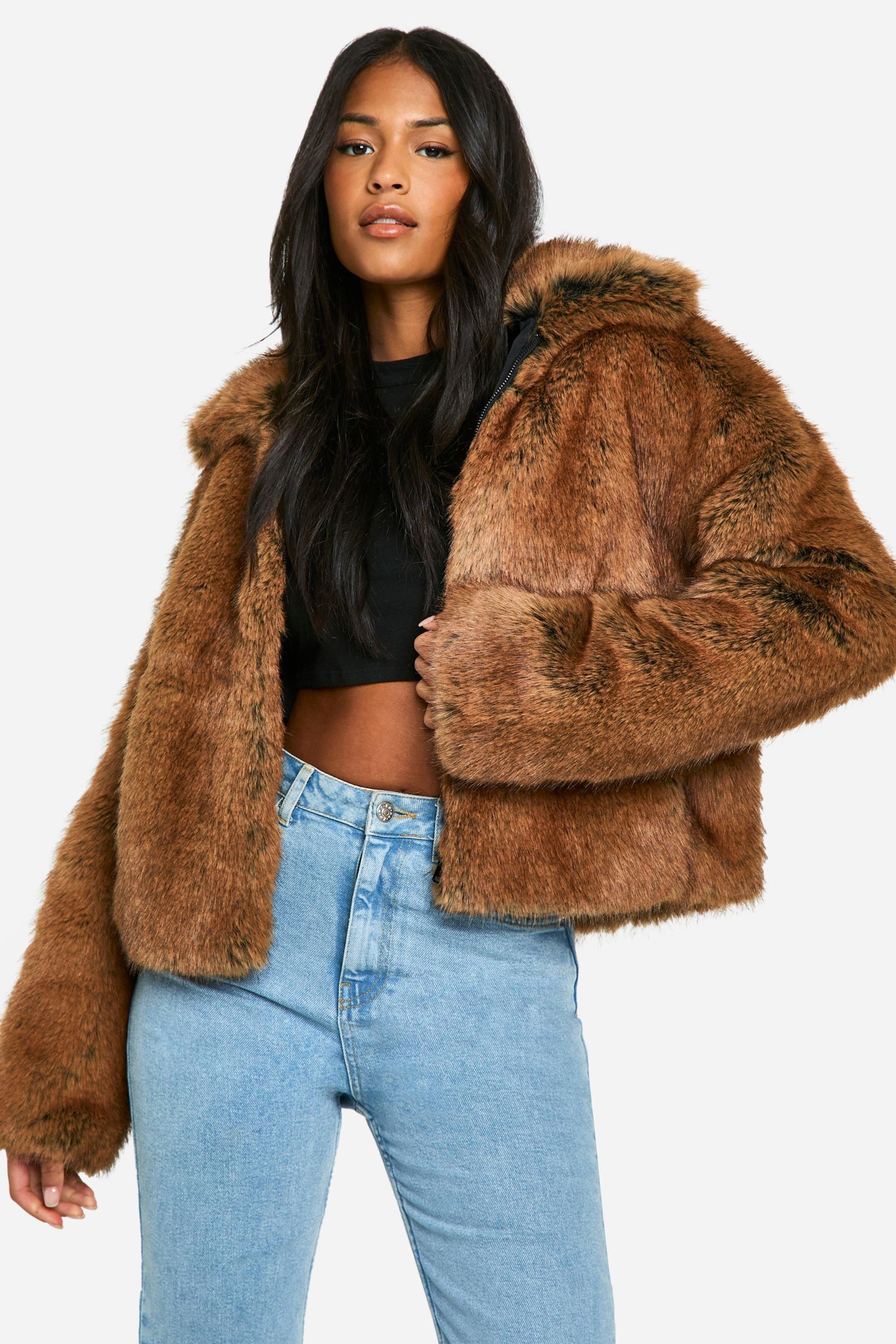 Wide Collar Faux Fur Loose Coat main image 1