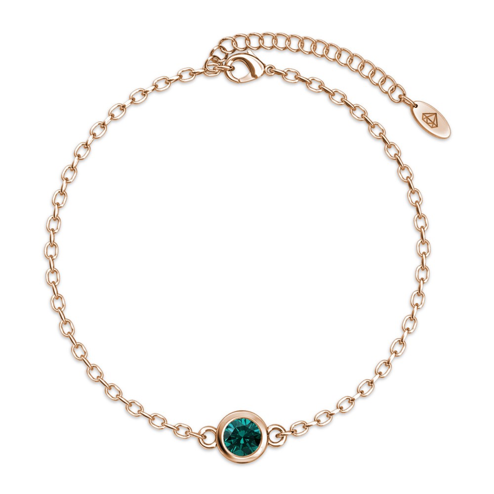 Geboortesteen armbanden - Roségoud en donkergroen