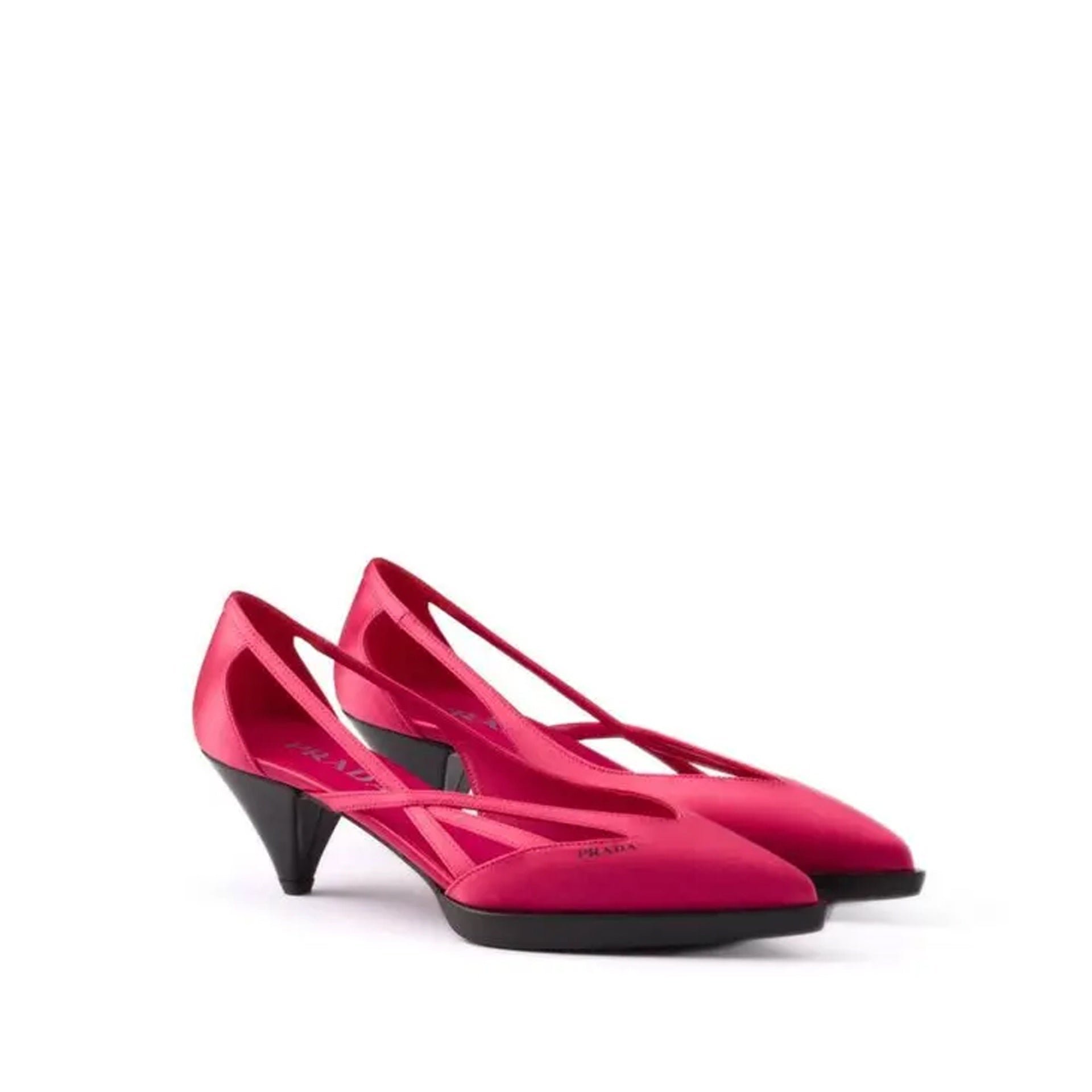 Prada 55mm satijnen pumps met uitsparingen