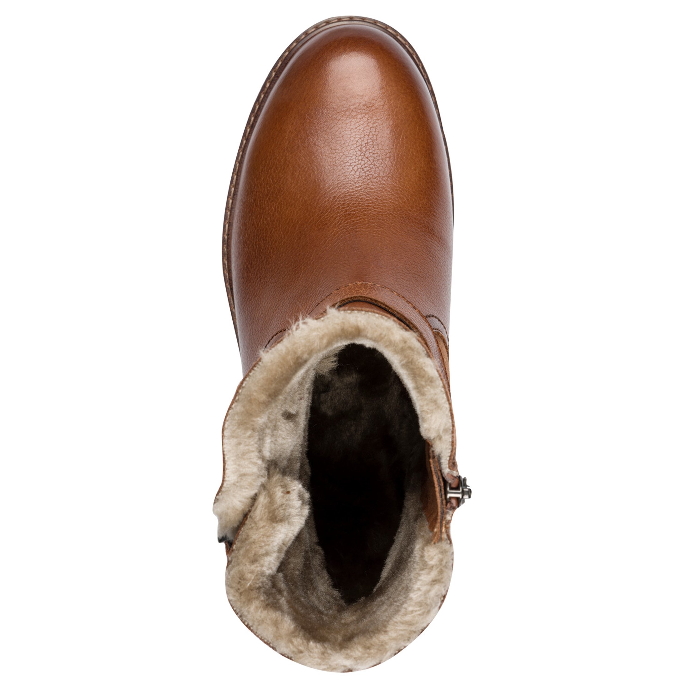 Tamaris Dames Winter Cognac Bruine Leren Gesp Rits Biker Enkellaarsjes