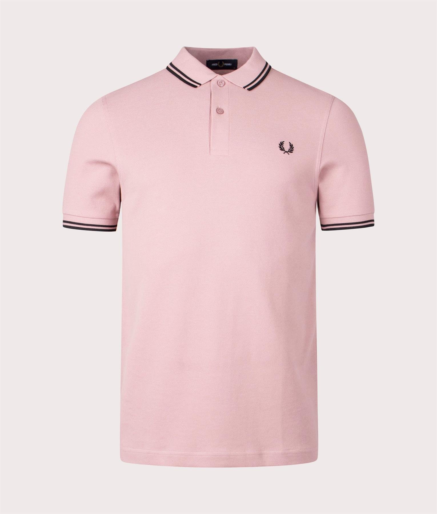 Fred Perry Heren Twin Tipped Poloshirt in Oudroze en Zwart