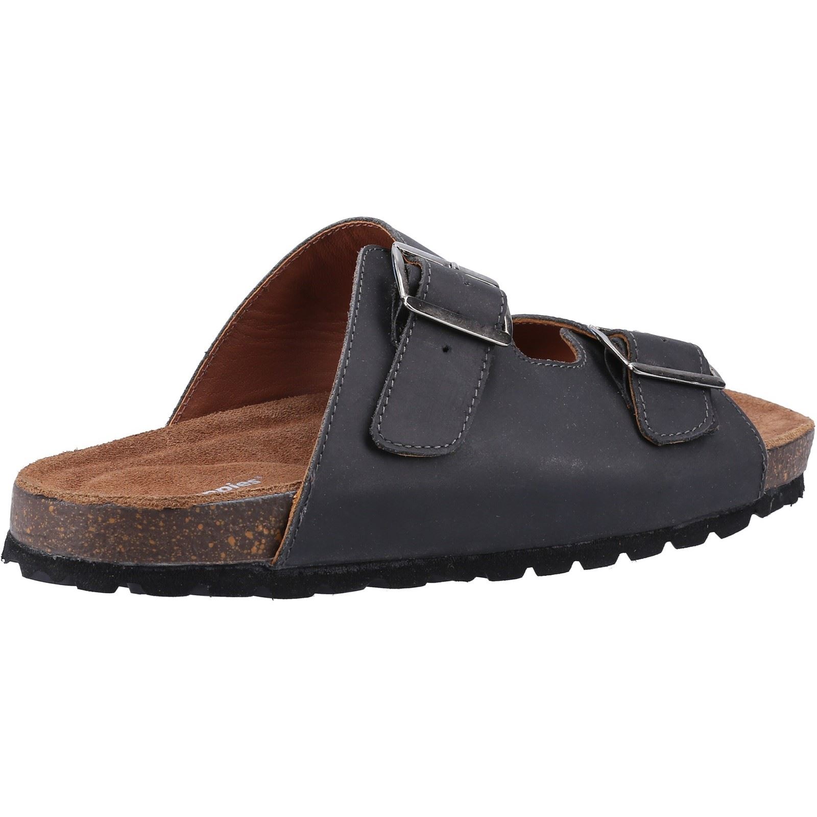 Hush Puppies Nash Slider Leren Heren Sandalen Zwart