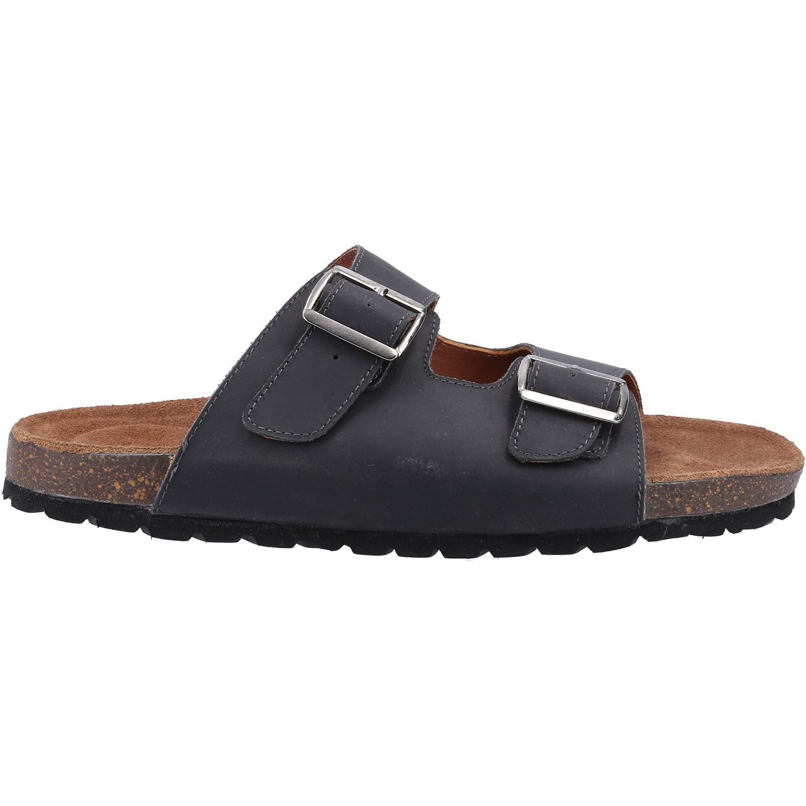 Hush Puppies Nash Slider Leren Heren Sandalen Zwart