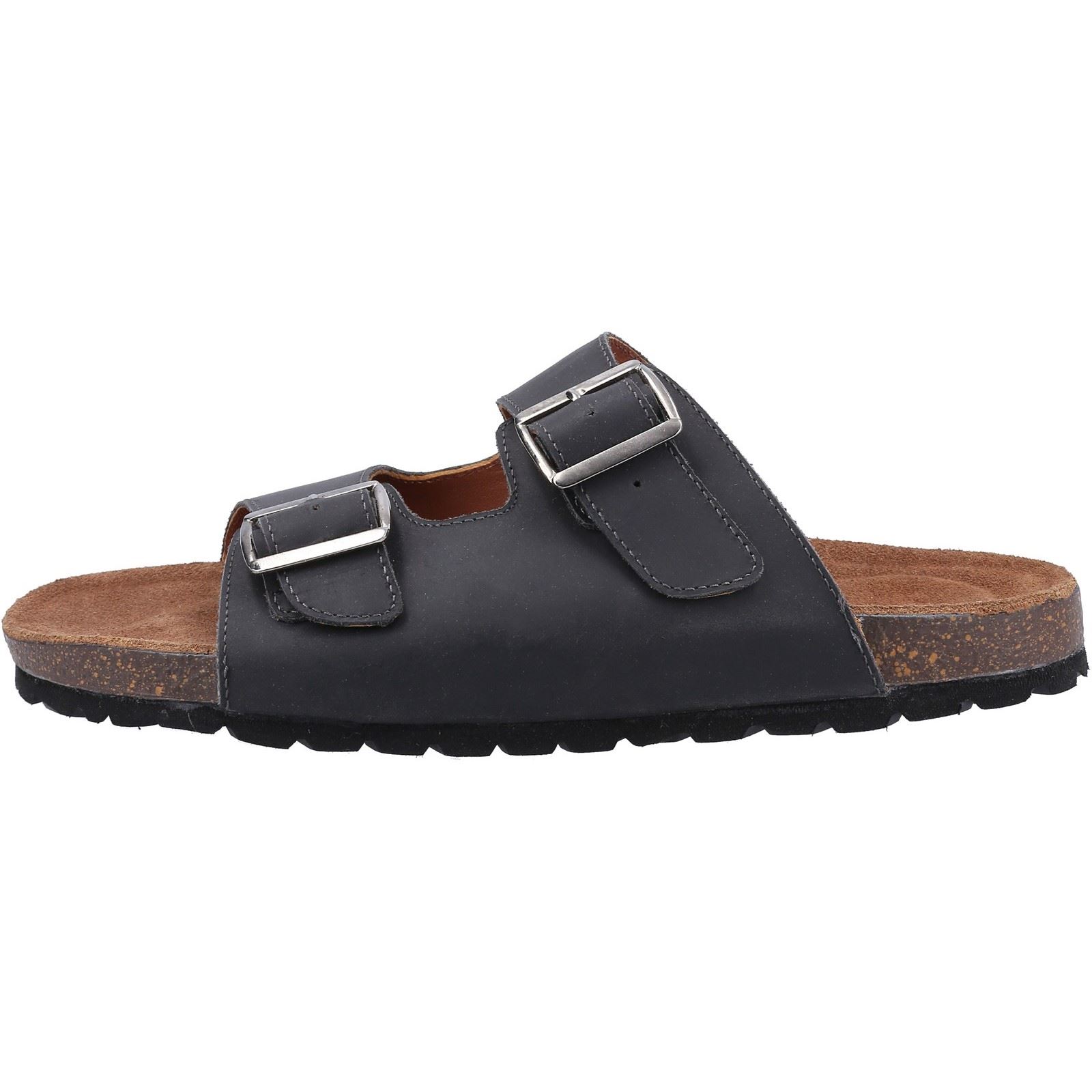 Hush Puppies Nash Slider Leren Heren Sandalen Zwart