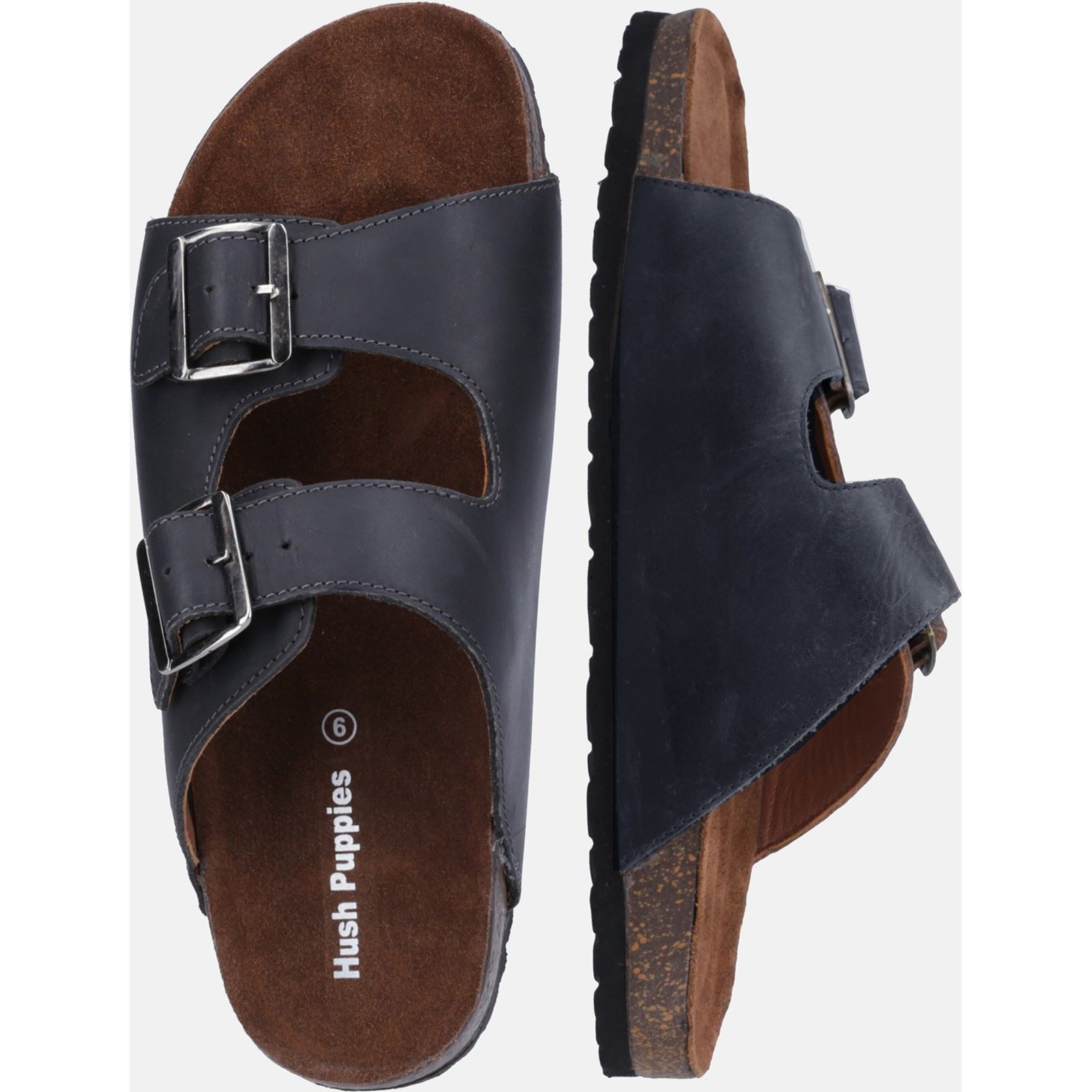 Hush Puppies Nash Slider Leren Heren Sandalen Zwart