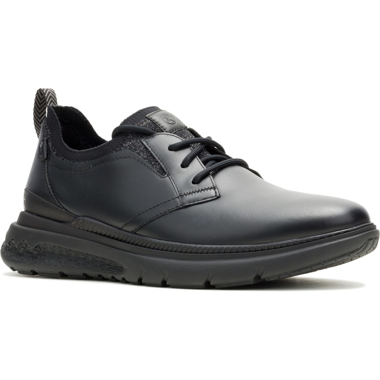 Hush Puppies Excel Leren Heren Zwarte/Zwarte Veterschoenen