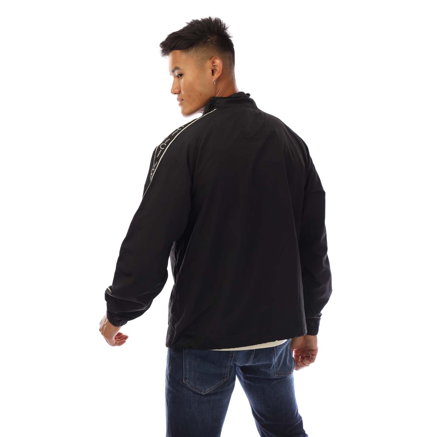 Men's Fred Perry Taped Sleeve Shell Jacket in Black