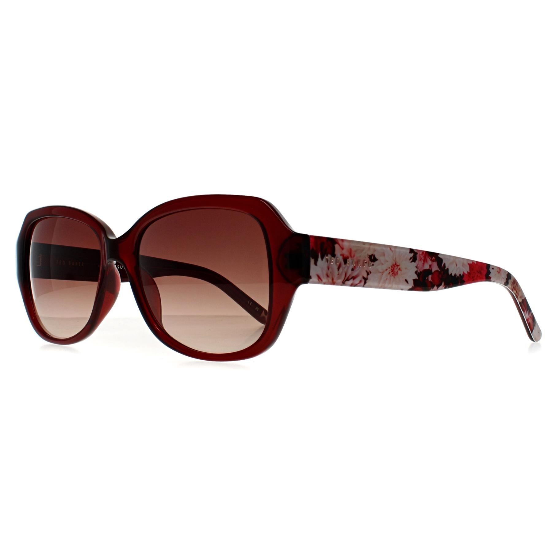 Ted Baker TB1606 Mae 204 bordeaux bloemen rood bruin gradiënt zonnebril