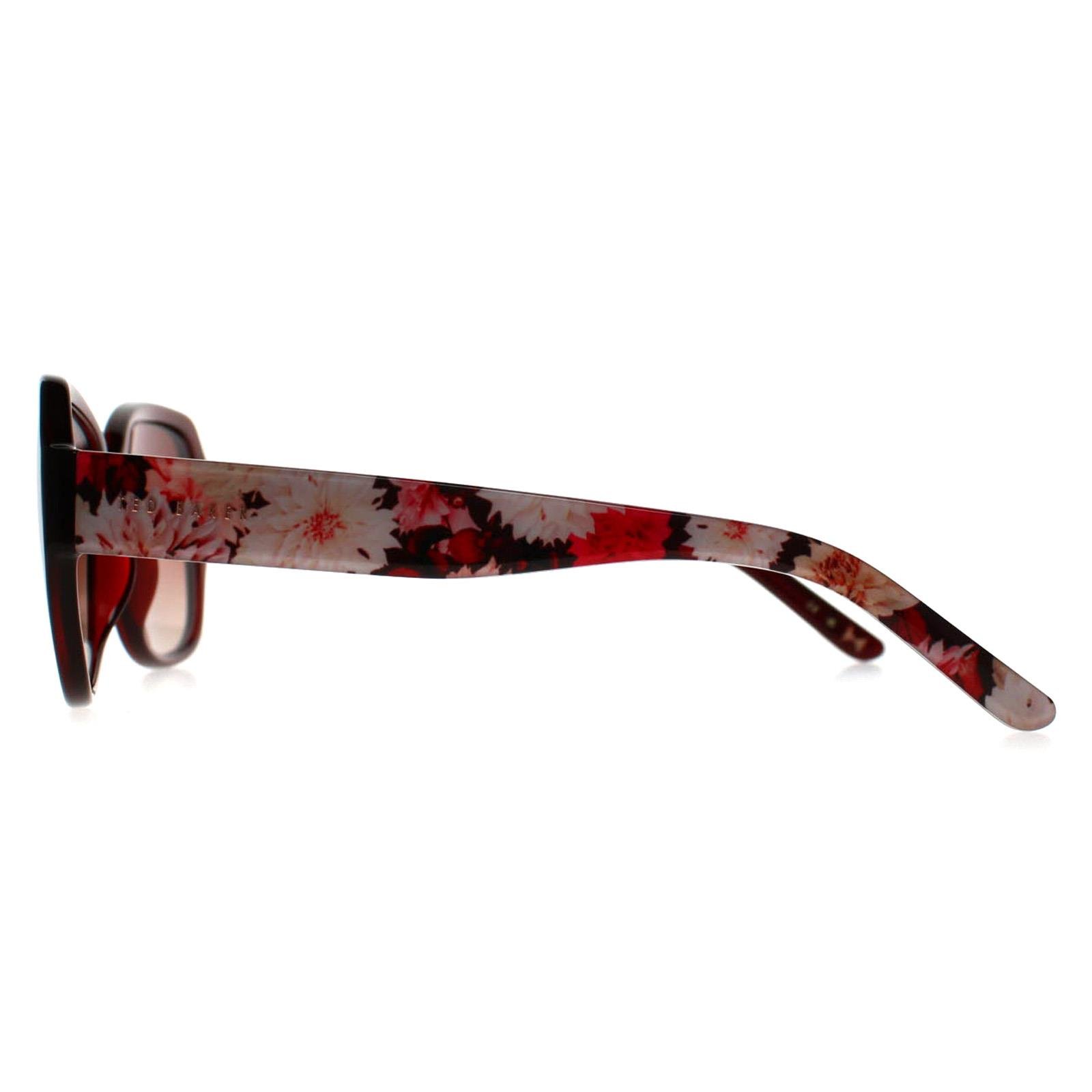 Ted Baker TB1606 Mae 204 bordeaux bloemen rood bruin gradiënt zonnebril