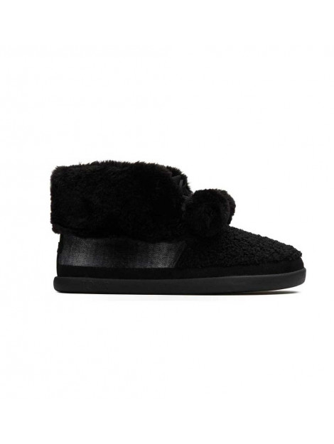 Toms Celeste black faux shearling plaid pantoffel