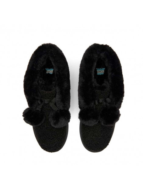 Toms Celeste black faux shearling plaid pantoffel