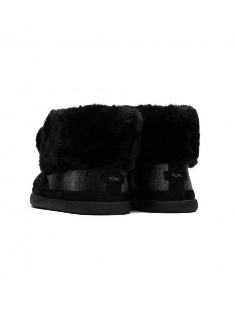 Toms Celeste black faux shearling plaid pantoffel
