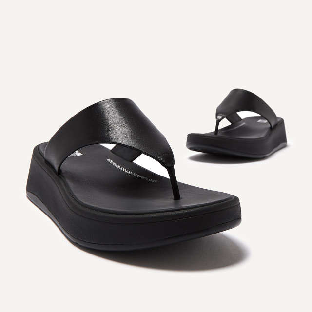 FitFlop F-mode leather flatform toe-post sandals