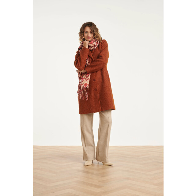 Smashed Lemon Dubbelzijdige sjaal met aztec en retro print in cognac |