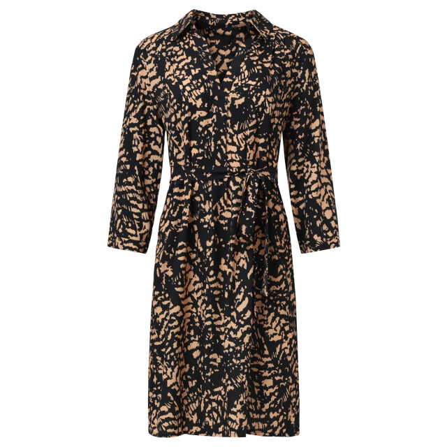 Smashed Lemon Korte jurk met abstract zwart en camel print |