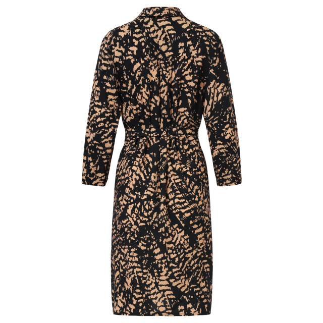 Smashed Lemon Korte jurk met abstract zwart en camel print |