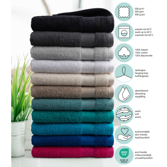 DoubleDry Hotel badhanddoeken 70 x 140 cm – set van 3 – 100% katoen 500 g/m2 –