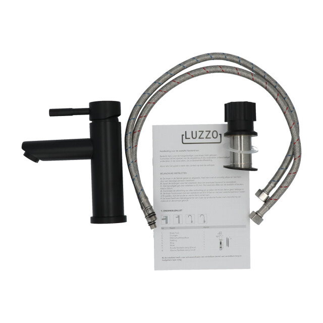 Luzzo ® como black rvs wastafelkraan laag -