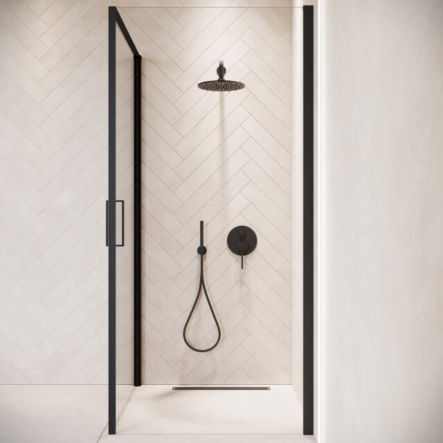 Badplaats Douchecabine alava 90 x 90 x 190cm zwart douchewand met draaideur