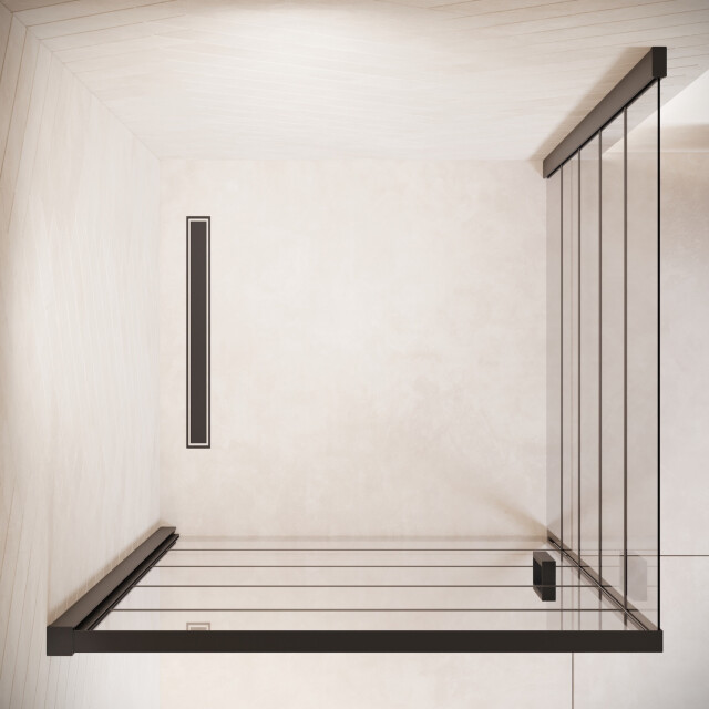 Badplaats Douchecabine alava 80 x 80 x 190 cm zwart met lijnen douchewand