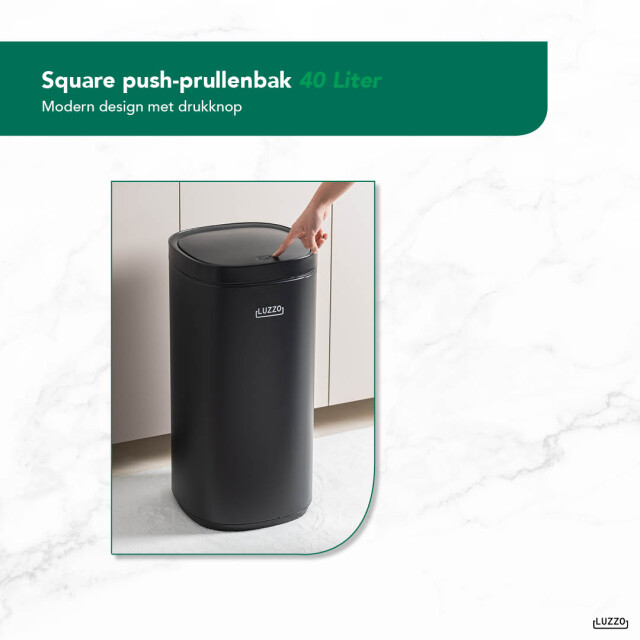 Luzzo ® square touch prullenbak 40 liter -