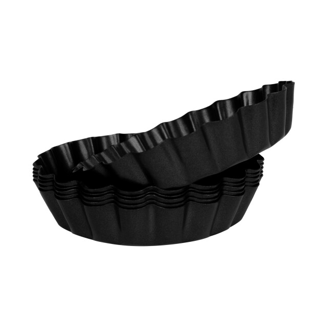 Krumble Mini quiche vormpjes metaal zwart set van 6