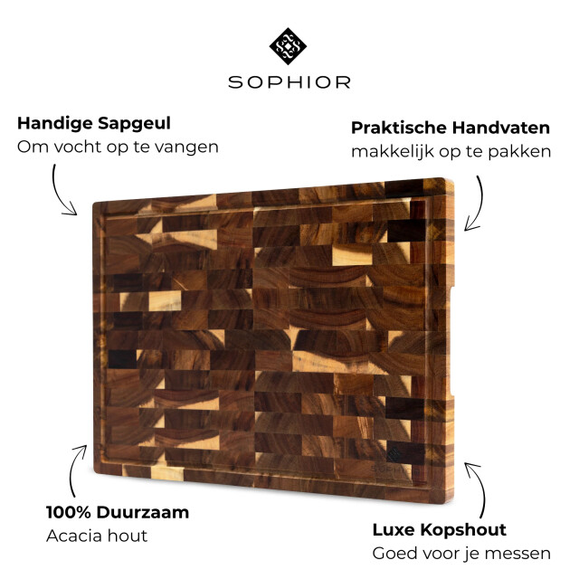Sophior Snijplankenset van kops gezaagd acacia hout