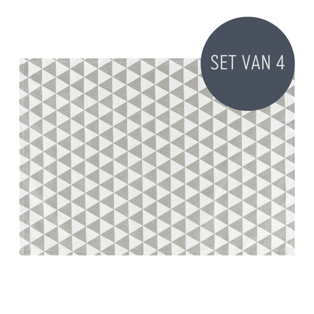 Krumble Theedoek driehoek patroon grijs/ set van 4