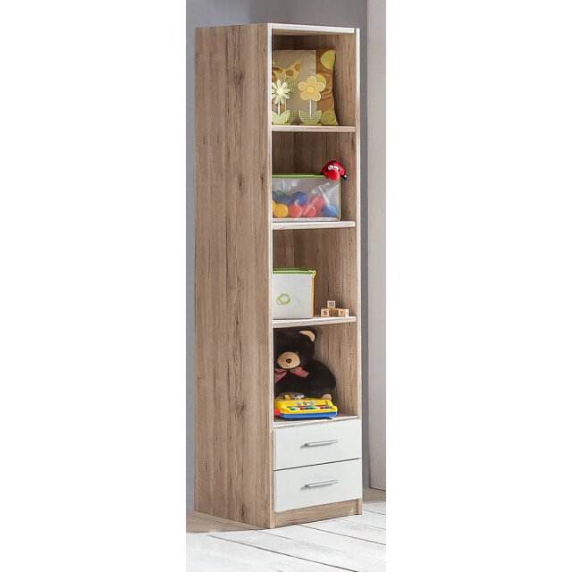 CaliCosy Bibliotheek 5 planken en 2 laden l48 x h197 cm