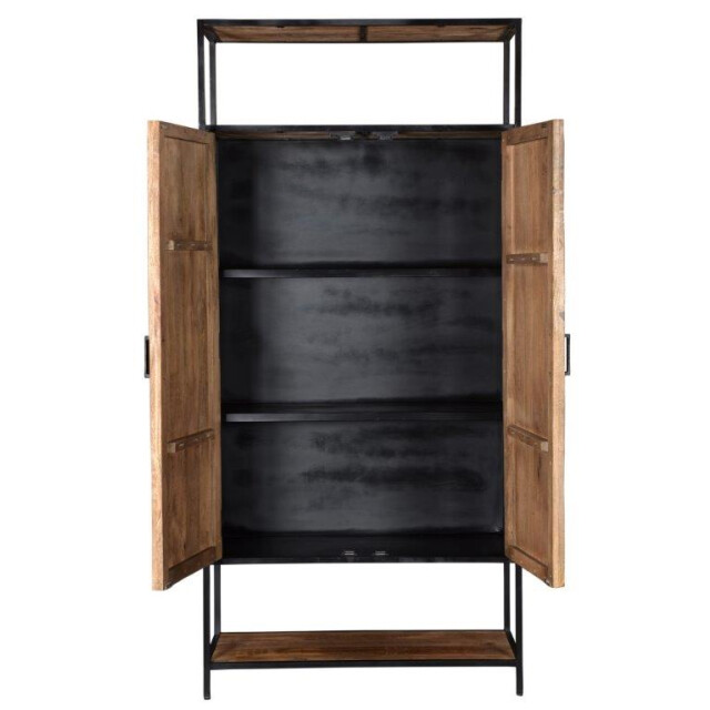 Livingfurn kabinetkast sturdy 2 deurs 100cm mangohout en gecoat staal
