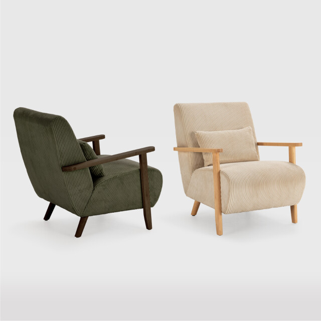 CaliCosy Fauteuil in stof met houten poten l70 cm bonnie