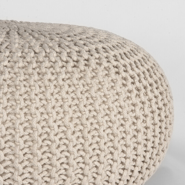 Label51 Poef knitted naturel katoen l