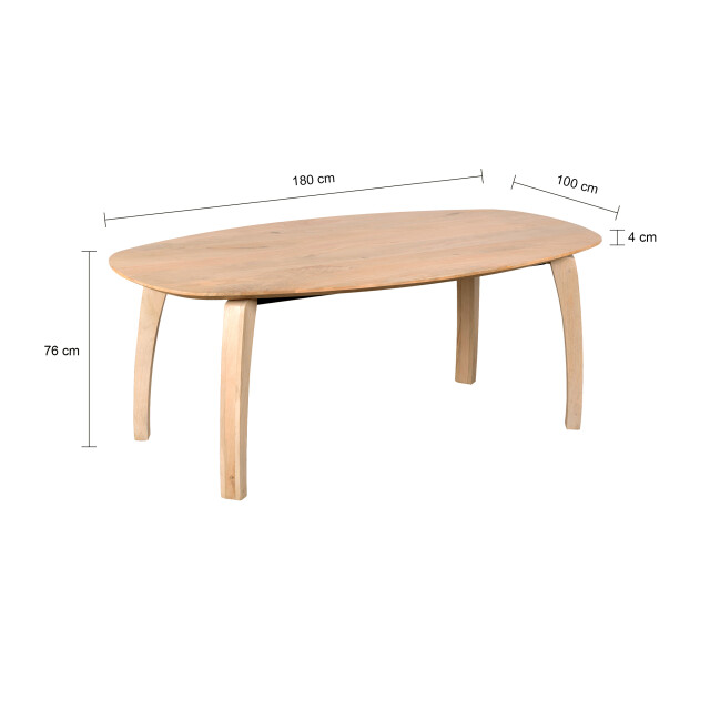 Lewis & Loft Eettafel luna – fsc®-gecertificeerd mangohout – deens ovaal – 180x100 cm – naturel