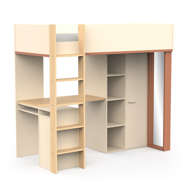 CaliCosy Hoogslaper met bureau en kast h183 cm camillia