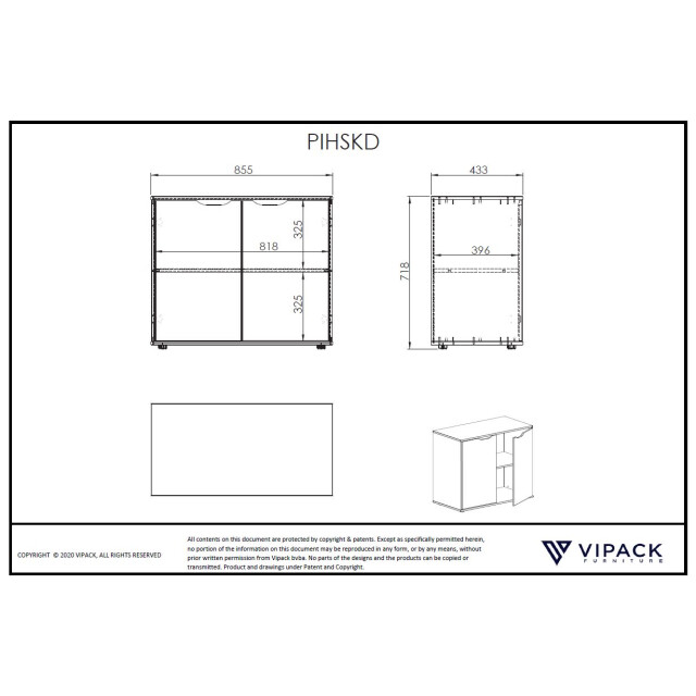 Lucevi pino wandkast 2 deuren hout - 85.5x43.3 x71.8 cm