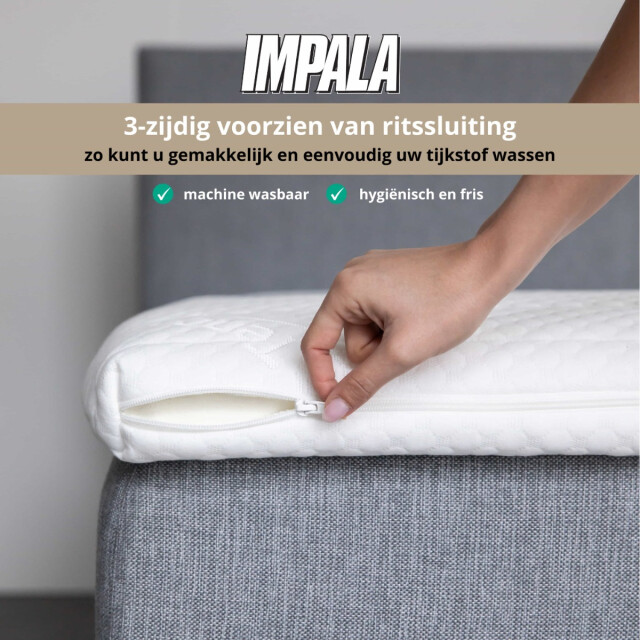 NachtrustOnline Impala latex topper 90 x 200 zuiver natuurrubber medium hardheid tencel