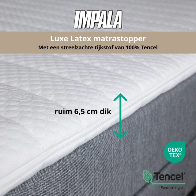 NachtrustOnline Impala latex topper 90 x 200 zuiver natuurrubber medium hardheid tencel
