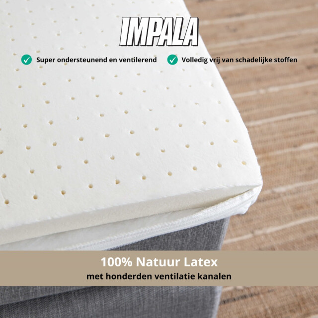 NachtrustOnline Impala latex topper 90 x 200 zuiver natuurrubber medium hardheid tencel