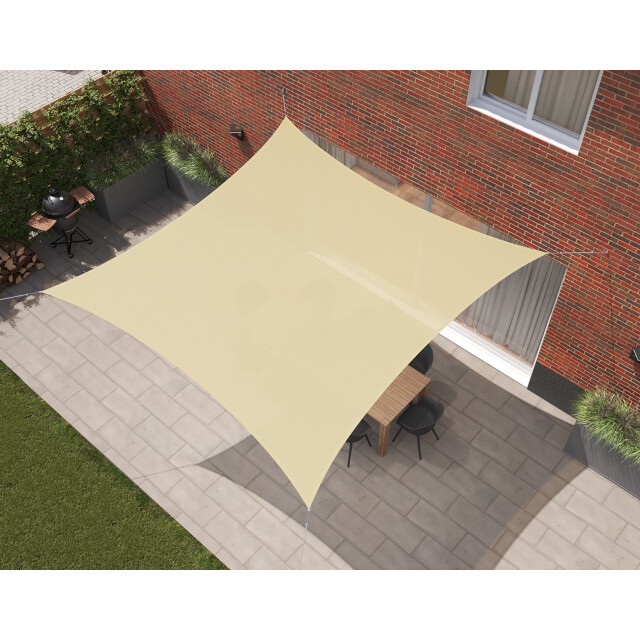 Kopu ® schaduwdoek vierkant 280 gram waterdoorlatend 4x4 m creme
