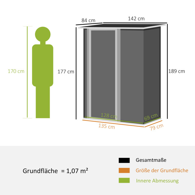 4goodz Outsunny stalen tuinkast balkonkast 84x142x189 cm -