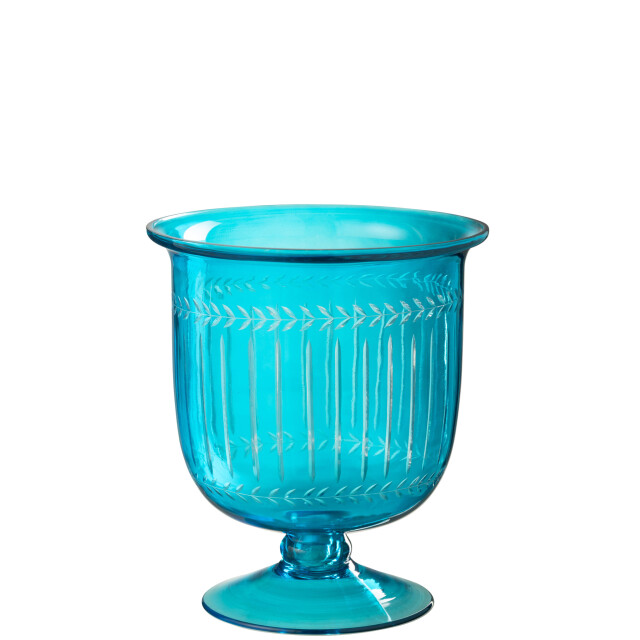 J-Line Hurricane/vase tarifa glass azure