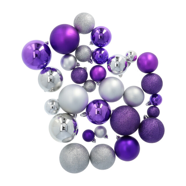 4seasonz Kerstballen set 130 ballen piek en slinger /zilver