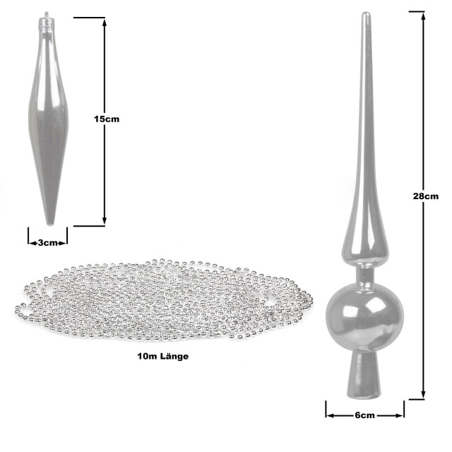 4seasonz Kerstballen set 130 ballen piek en slinger /zilver