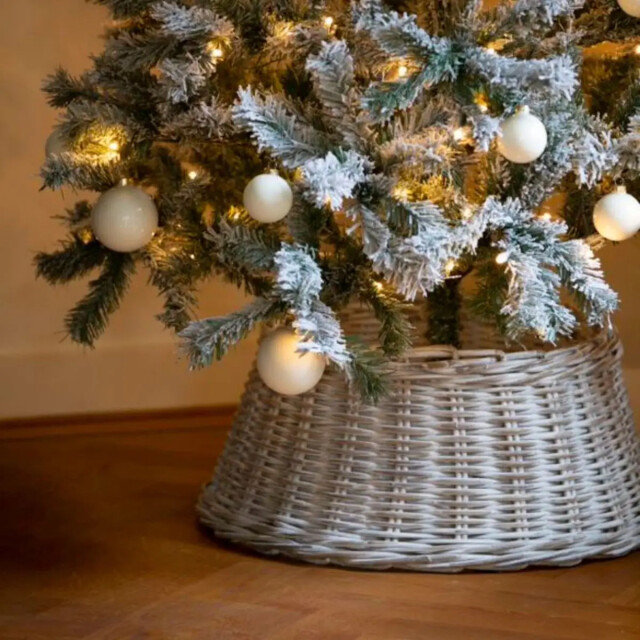 WDMT Rieten kerstboomrok ø 50 x 20 cm grijs